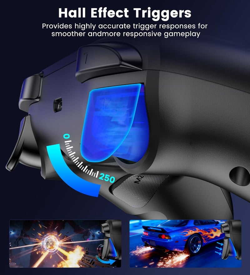 AIfasterfly Store PC Controller with Holder, Wireless Bluetooth Controller, 1000mAh Battery, with Hall Effect Joysticks & Triggers, No Dead Zone, No Stick Drift, Controller for PC, Switch, iOS and Android - Image 3